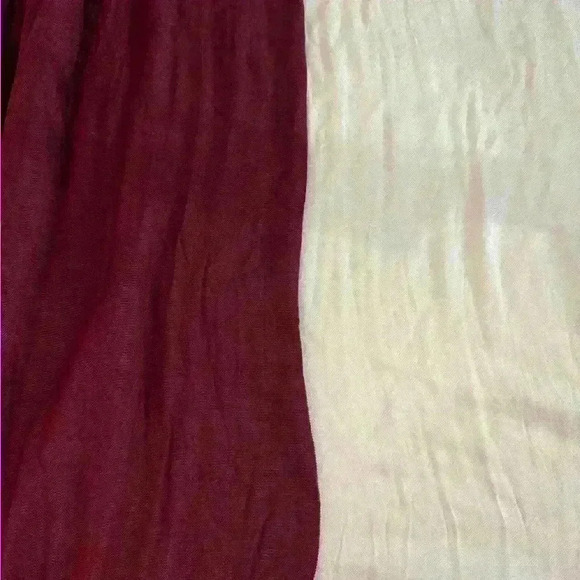 RN135014 burgundy cream micro striped three scarf in one paneled fall cool - Picture 7 of 9